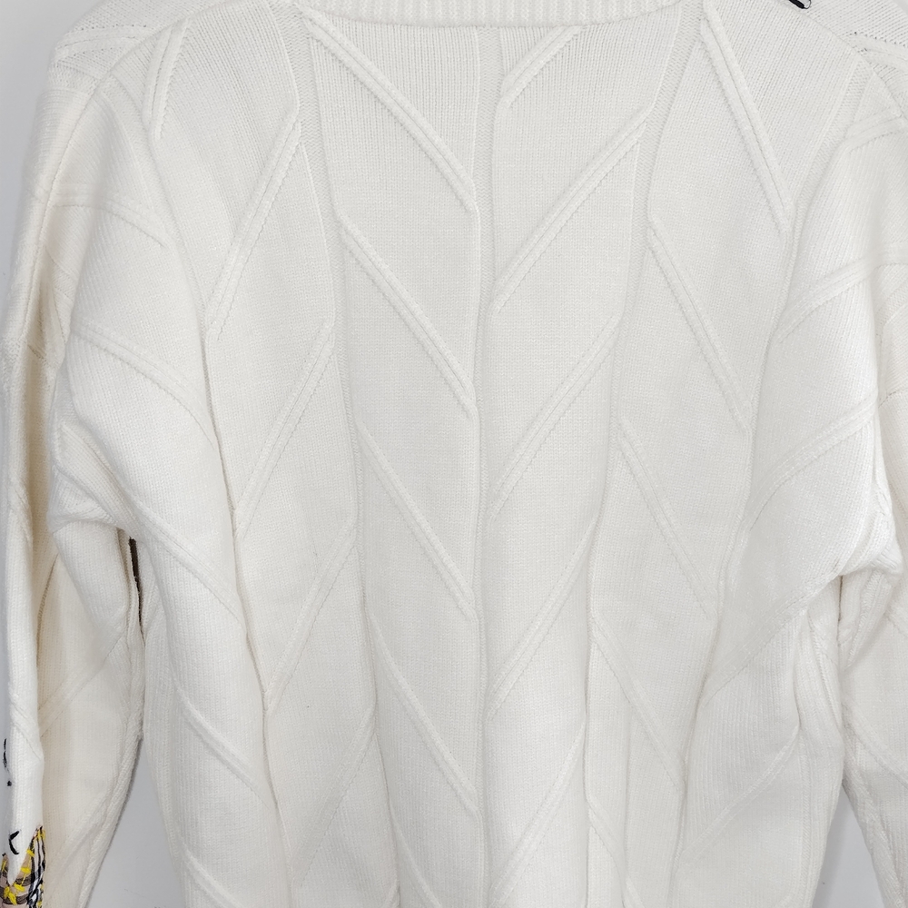 Dream Embroidered Patch Work Button Cream Cardigan Sweater S/M - Picture 12 of 12